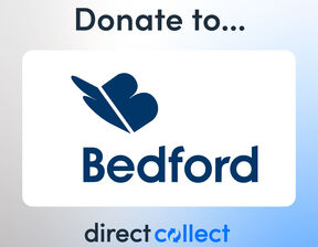 Blue colour bedford logo on white background with text