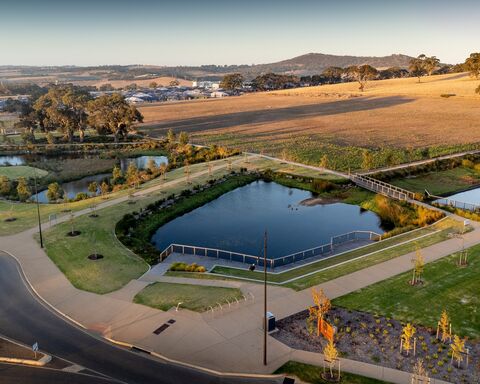 Birds eye view of a reserve surrounded by greenery