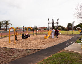 Children's playground area walking stretch in between