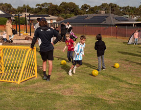 Children playing soccer