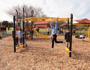 Children playing in play area