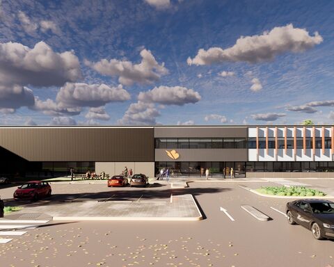 Digital art - the exterior of an industrial building